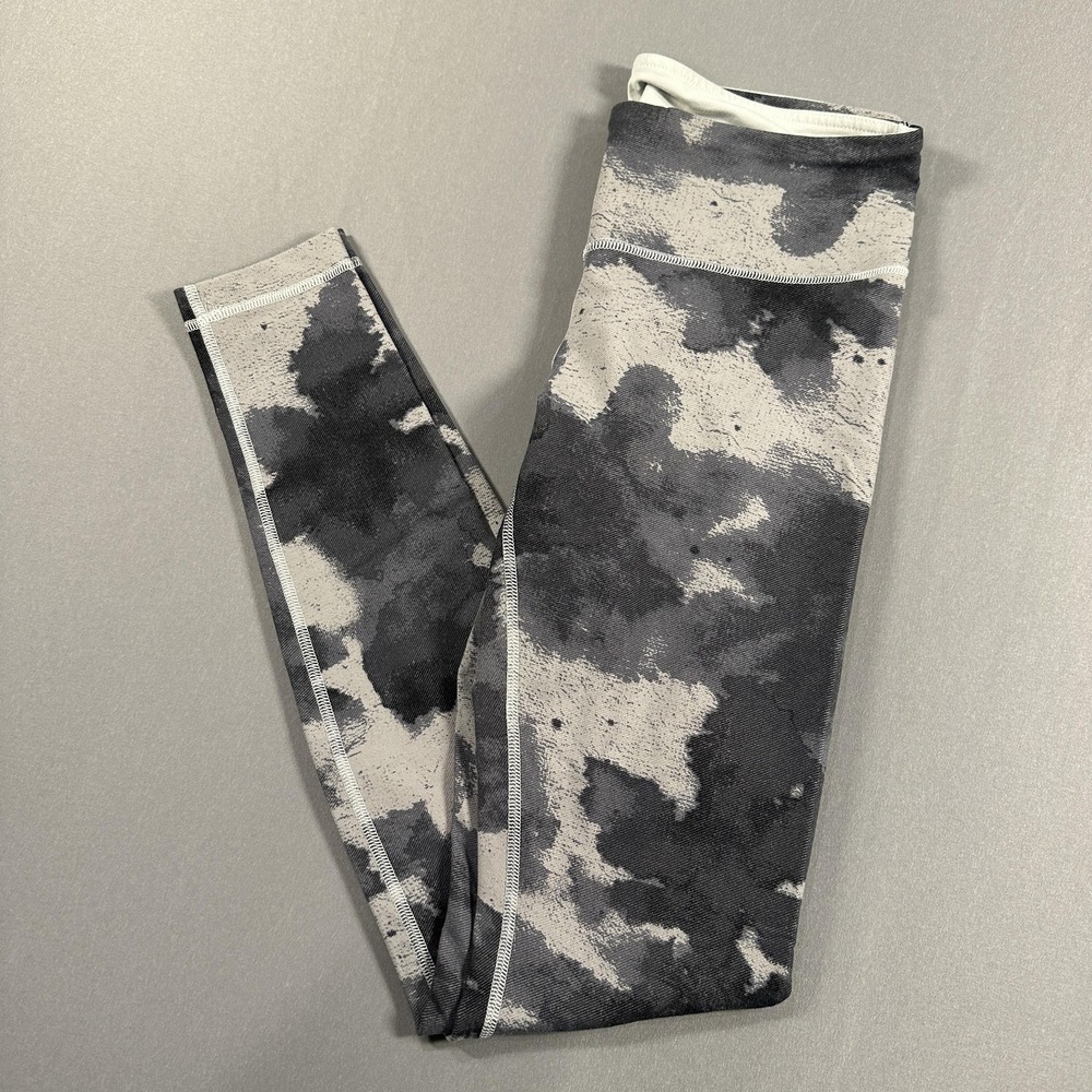 Lululemon Leggings 6‎ Gray Camo Ankle Teen Yoga Athletic Stretch